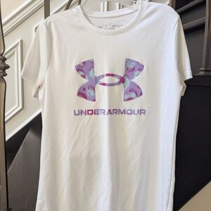 Under Armour White Tee with Purple Logo